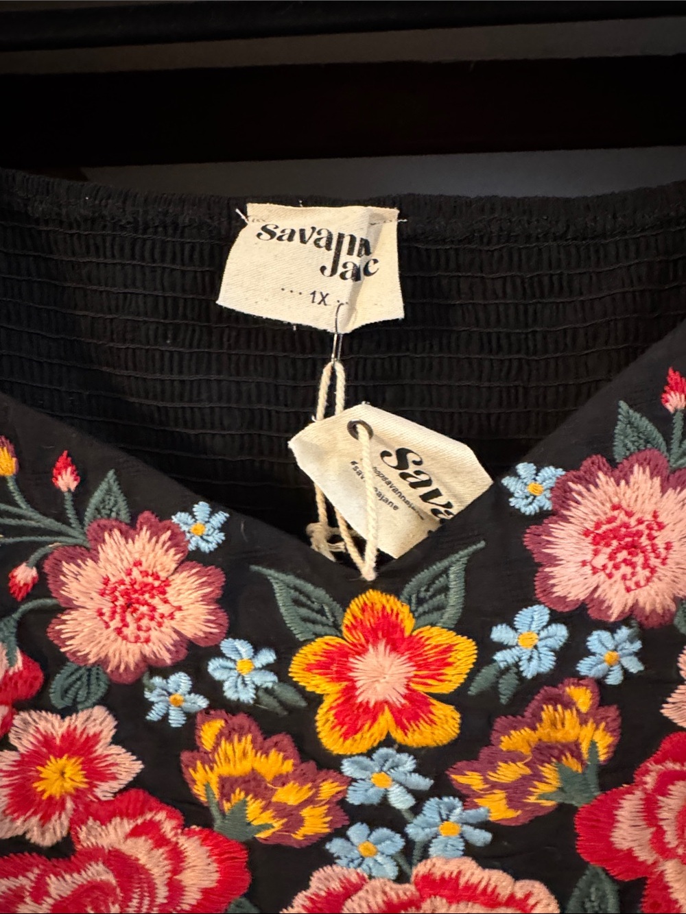 Savanna Jane Embroidered Black Floral Kids Dress - Picture 2 of 3